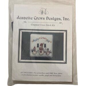 Jeanette Crews Counted Cross Stitch Switchplate Kit Double Snowman Peace Love